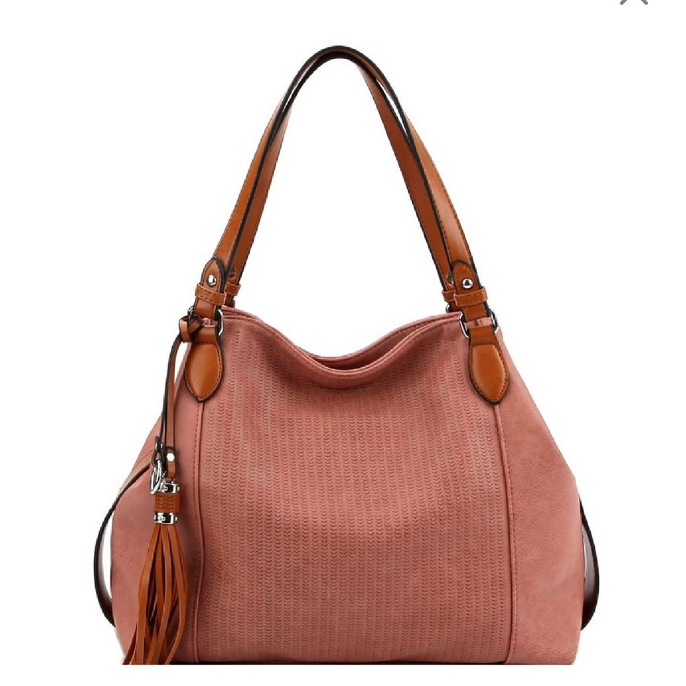 Boutique perforated hobo handbag blush